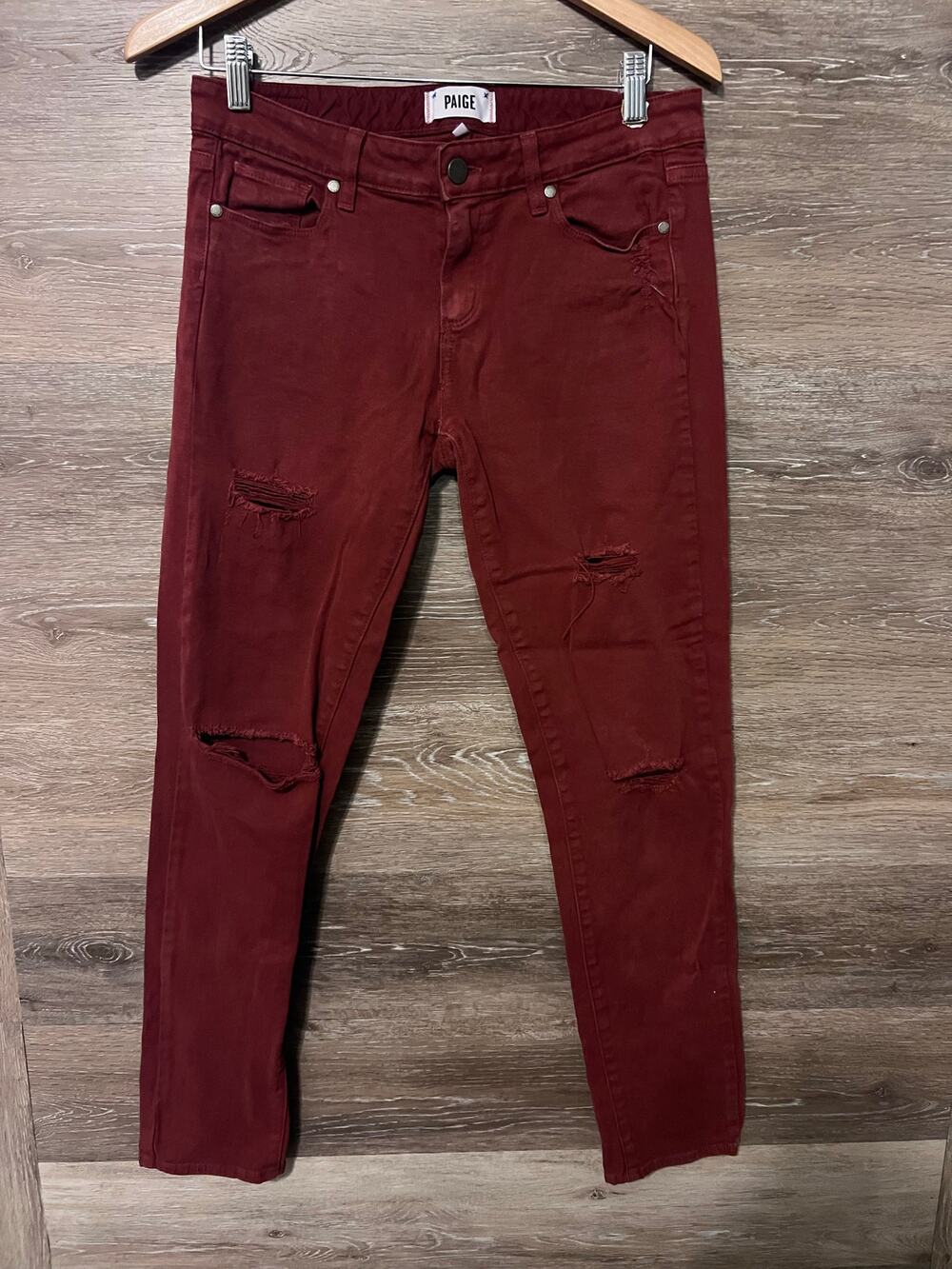 Paige pants women size 29 burnt orange skinny distressed fall